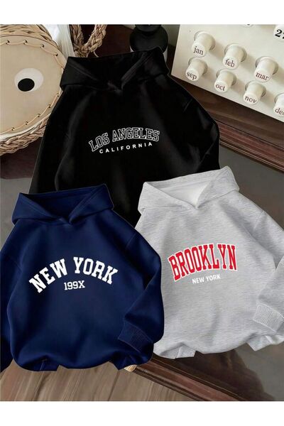 No Plan Детска суитшърт с качулка и принт за момичета/момчета