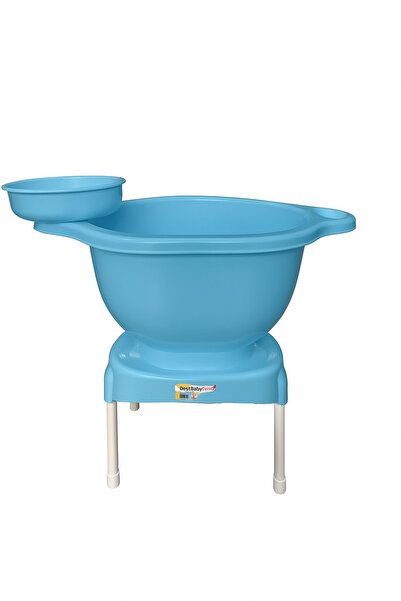 ozbience Renkli Plastik Mavi Curun, Hamam Tası ve Tabureli 3'lü Su Kovası Seti