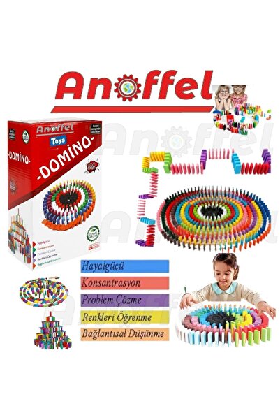 Anoffel لعبة الدومينو التعليمية 100 قطعة 1 حزمة من 100 قطعة خشبية ملونة من حج...