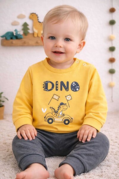 krm kerem bebe طقم أطفال موسمي مكون من قطعتين بنمط دينو مصنوع من القطن بنسبة ...