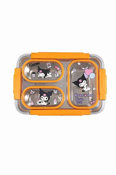 LARINNA KUROMI Beslenme KabI -3 Bölmeli Sızdırmaz Paslanmaz Çelik Yemek Kabı