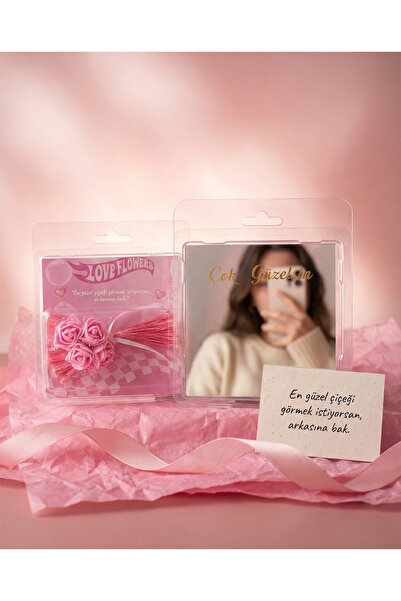 GLANZEND Mini buchet de flori în oglindă, cadou de Ziua Îndrăgostiților, 14 f...