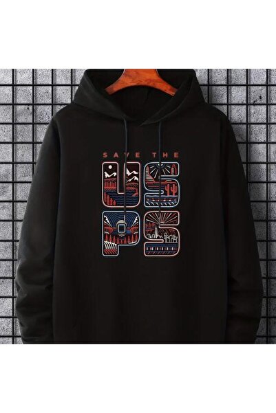 COZYWEAR سويت شيرت أسود للجنسين قصة فضفاضة 3 Thread Shardonlu - جودة ممتازة م...