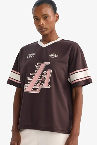 DeFacto Nba Los Angeles Lakers Oversized Wide Fit Tulle Short Sleeve T-Shirt ...