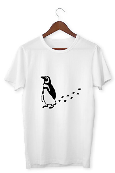 ALPŞAN TİCARET تي شيرت مطبوع عليه Nihilist Penguin للجنسين - تصميم بسيط وفكاهي