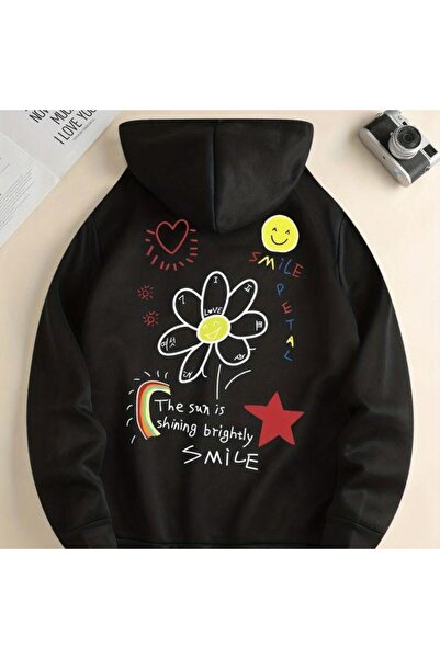 COZYWEAR سويت شيرت أسود للجنسين قصة فضفاضة 3 Thread Shardonlu - جودة ممتازة م...