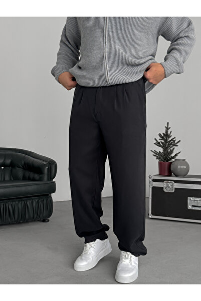 BYBASICMAN Black Pleated Tencel Fabric Baggy Pants Ke-1300