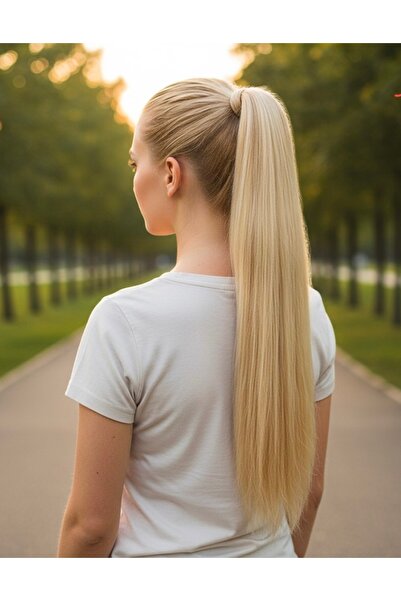 Handmade Bağlamalı Düz At kuyruğu KUMRAL BEYAZ PLATİN Röfleli