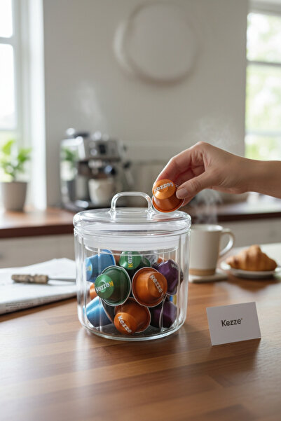 Paşabahçe Vakum Kapaklı Cam Kahve Kapsül Saklama Kavanozu - Şeffaf Kapsül Kut...