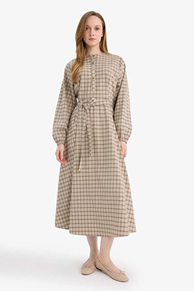 DeFacto Regular Fit Patterned Midi Dress G6019Ax26Sp