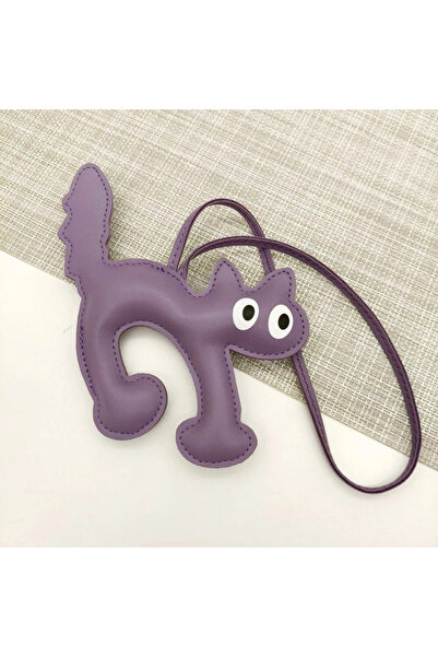 Fivy Leather Confused Cat Charm, Confused Cat Bag Ornament, Cat Keychain