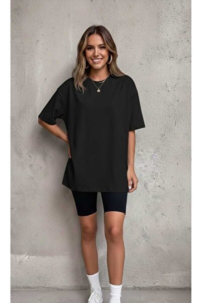 LiyAdaCo Unisex/Women's Black Plain Oversize T-Shirt - Summer T-Shirt