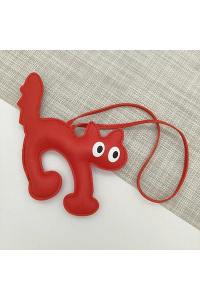 Fivy Leather Confused Cat Charm, Confused Cat Bag Ornament, Cat Keychain