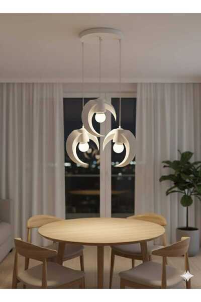 Dropcek eticaret Kutluay 3'Lü Ay Formlu Sarkıt Avize | Modern Minimal Tasarım...