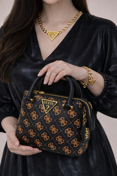 BARAQA Medium bag with logo print – handle and shoulder strap