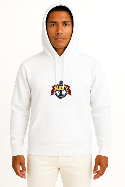 Bahriyeli Collection Hooded Anchor and Navy Chest Printed Unisex Sweatshirt