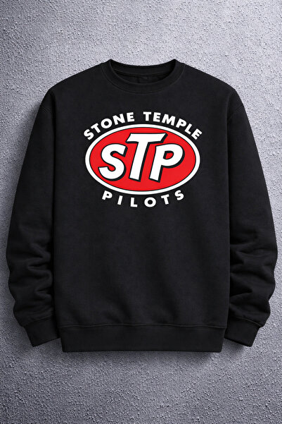 Oceanwear Stp Printed Crew Neck Plain Black Sweatshirt