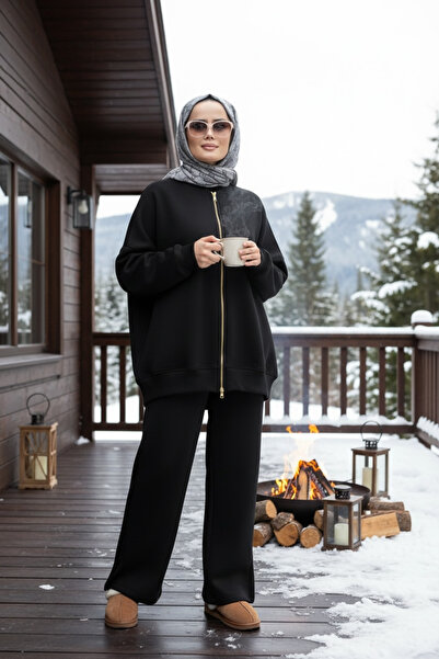 Aselim Hijap Moda 3 Threaded Embroidered Bomber Double Hijab Set |   Cotton C...