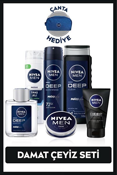 NIVEA MEN Erkek Seti, Deodorant 150ml, Tıraş Jeli, Losyon, Yüz Temizleme Jeli...