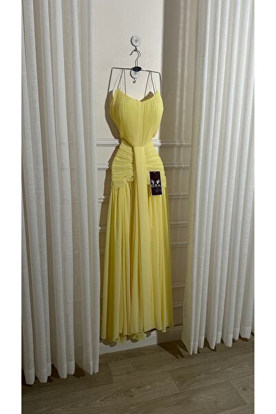 Ora Lemon georgette pleated dress