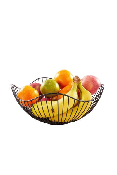 Arabest Kitchen Counter Fruit Bowl, Metal Wavy Wire Fruit Basket with Black T...