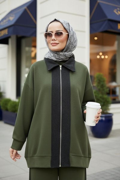Aselim Hijap Moda Nordic Selanik- Oversized Suit with Embroidered Detail | Hakiyeşil