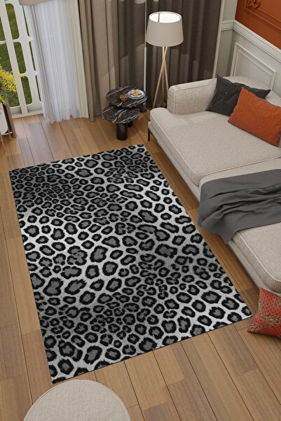 THEMODERNHANE Leopar Desenli Dijital Baskılı Yıkanabilir Kaymaz Tabanlı Dekor...