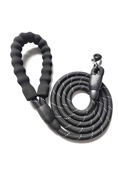 Arabest 1.5M Strong Dog Leash, Black Rope Leash Highly Reflective Threads wit...