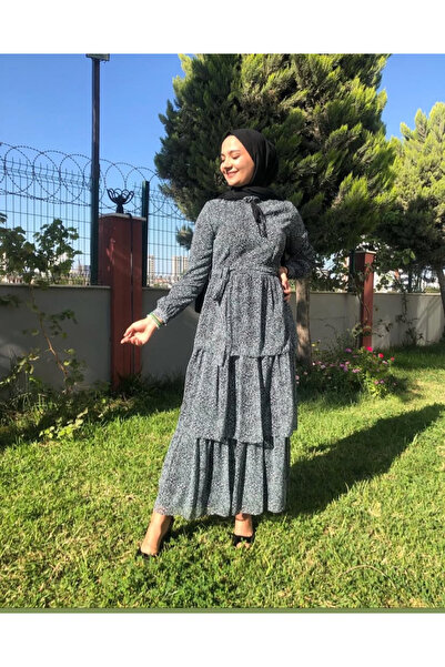 ELİFEMBEBUTİK Kat Kat Desen Şifon Elbise