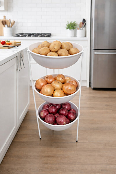 Kitchen Line Nova 3 Katlı Mutfak Organizer Patates Soğan Meyve İçin 3 Katlı M...