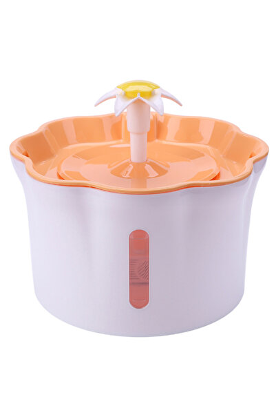 HALAMODO نافورة مياه شرب كهربائية للحيوانات الأليفة، برتقالي/أبيض/أصفر، سعة 2...