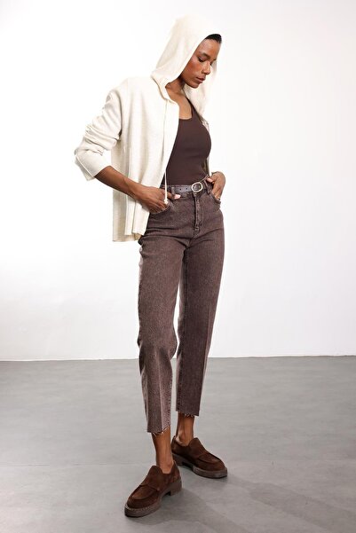 5in1Canpolat جينز بويفيت من الليكرا القابل للغسل بلون بني 2004