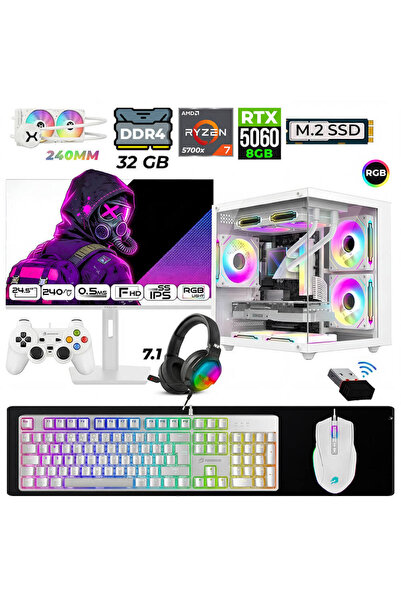 XASER Moon Cube X10 Ryzen 7 5700X 32GB Ram 1TB M.2 NVMe SSD 8GB RTX5060 Sıvı ...