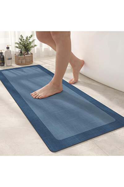 OEM Soft, non-slip, washable bath mat, blue 43x100 cm