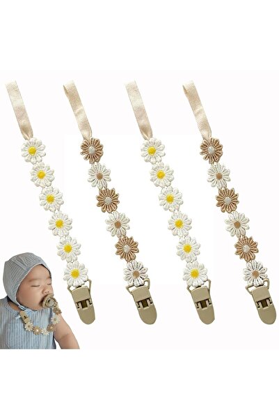 Arabest 4 Pack Daisies Pacifier Clips,Pacifier Holder,Fits Most Pacifier Styl...