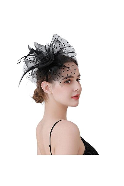 Arabest Feather flower hairpin, veil headdress, headdress with cheongsam, ret...