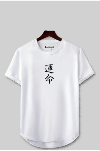 ALCİNOUS Unisex Japanese Destiny Printed Slim Fit T-Shirt