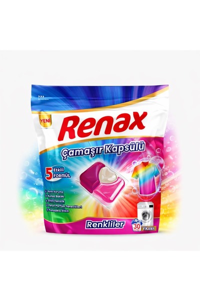 RENAX ÇAMAŞIR KAPSÜLÜ 30 YIKAMA 5 FAKTÖR RENKLİLER