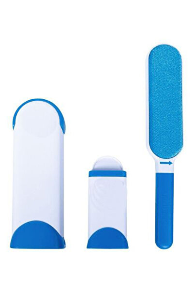 HALAMODO Double Sided Reusable Pet Fur Remover With Self-Cleaning Base Blue/W...