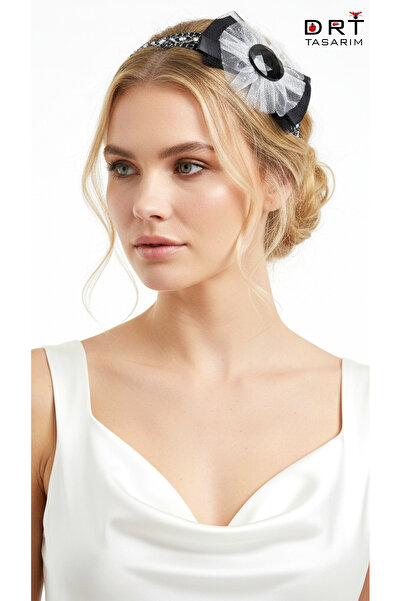 drt tasarım Handmade Design Black and White Water Stone Fabric Crown