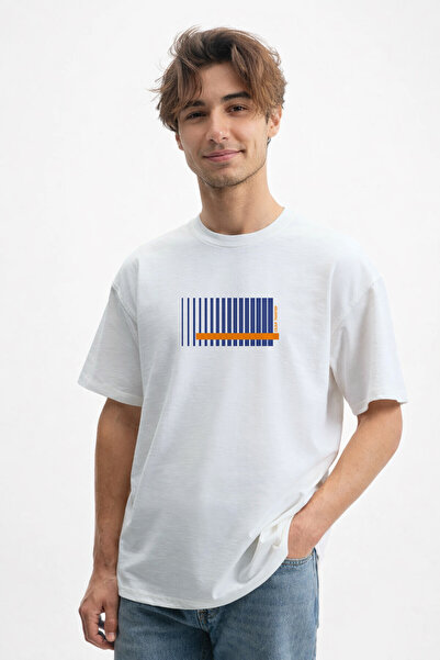caddekombin Tricou alb pentru bărbați, cu imprimeu în dungi, 100% bumbac, cu ...