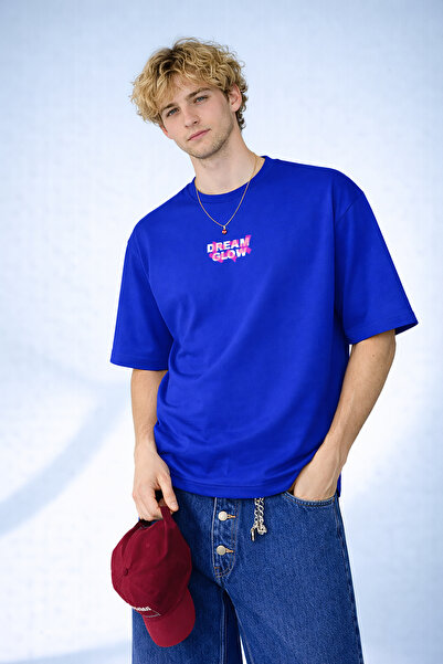 caddekombin Tricou albastru Saks pentru bărbați, cu imprimeu Dream Glow, în s...