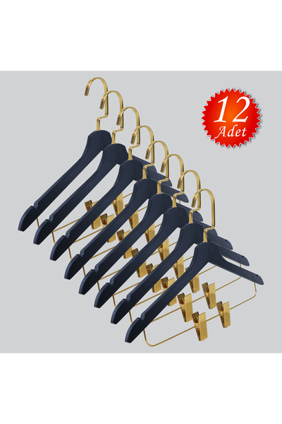 NYN Дерев'яні M002-ÇM Gold Lama гачки з затискачами (сорочки, спідниці, штани...