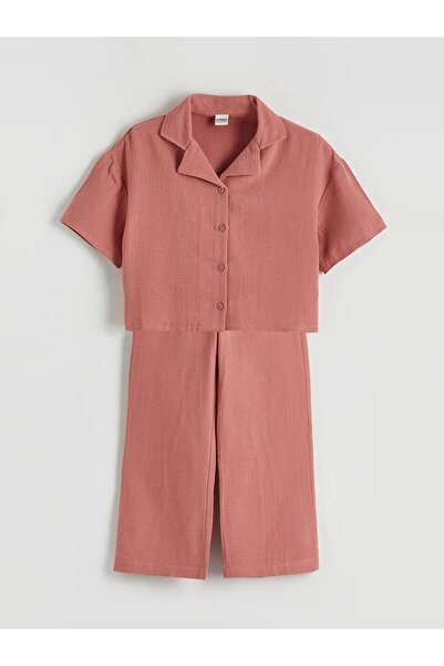 LC Waikiki Basic Girl's Muslin Shirt and Pants (S6)