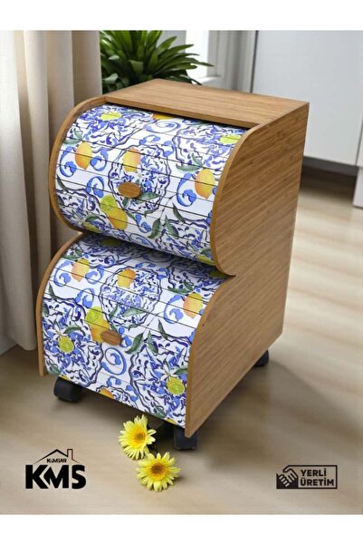 ozbience İki Katlı Sürgülü Ahşap Sebze Saklama Kutusu, Sağlıklı ve Şık Tasarım