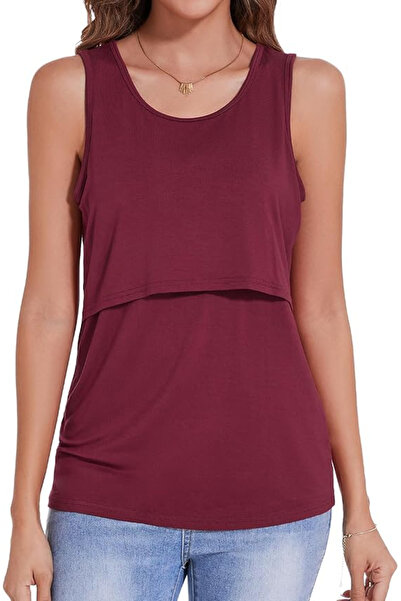 OEM Women's loose blouse, thin, for breastfeeding, burgundy XL