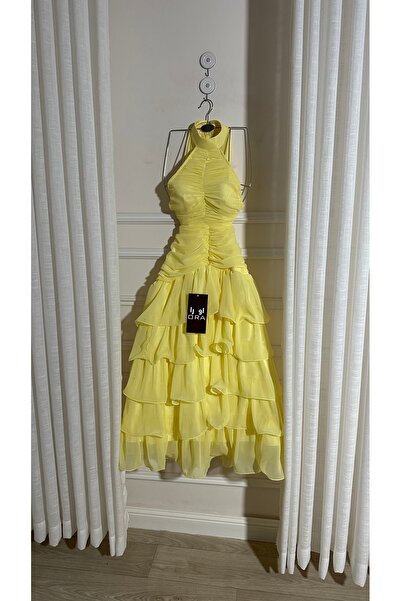 Ora Lemon georgette layered dress
