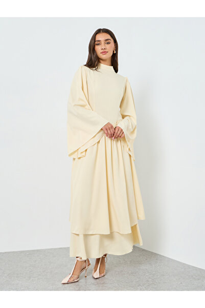 Styli Women Yellow Bell Sleeve Maxi Dress