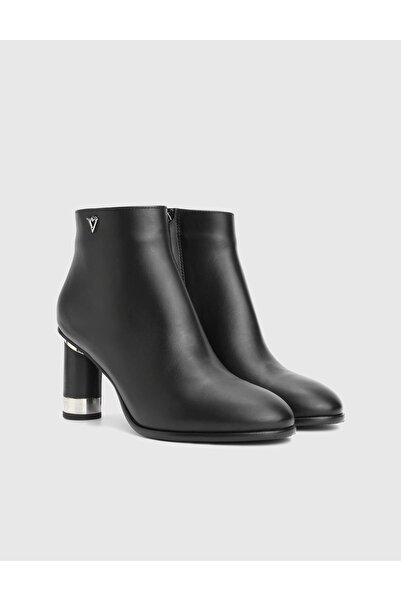 İLVİ Yujno Genuine Leather Black Women's Heeled Boots