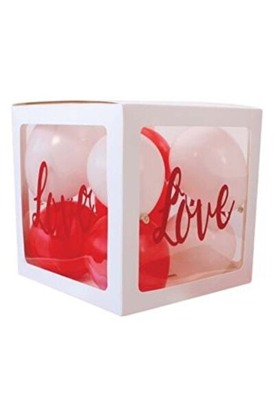 SHOPIENS Red 'Love' Stickers for Balloon Box 17 x 9 cm - 4 pcs